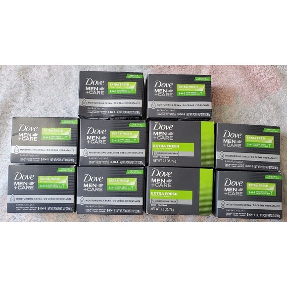 10x DOVE MEN CARE Body Face Bar Soap EXTRA FRESH w/Moisturizing Cream 3.17oz